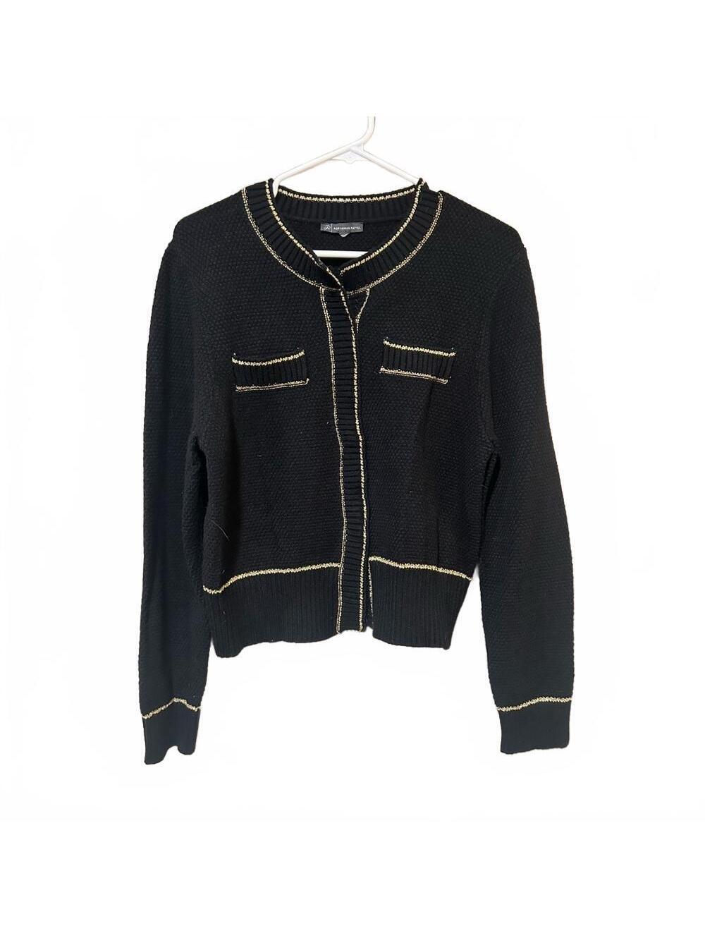 Adrianna Papell Black Cardigan with Gold Trim
